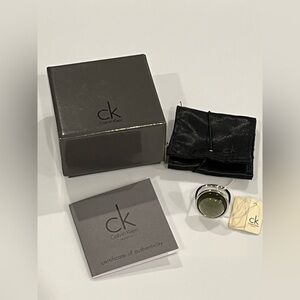 Calvin Klein Ring size 9 green stone NEW